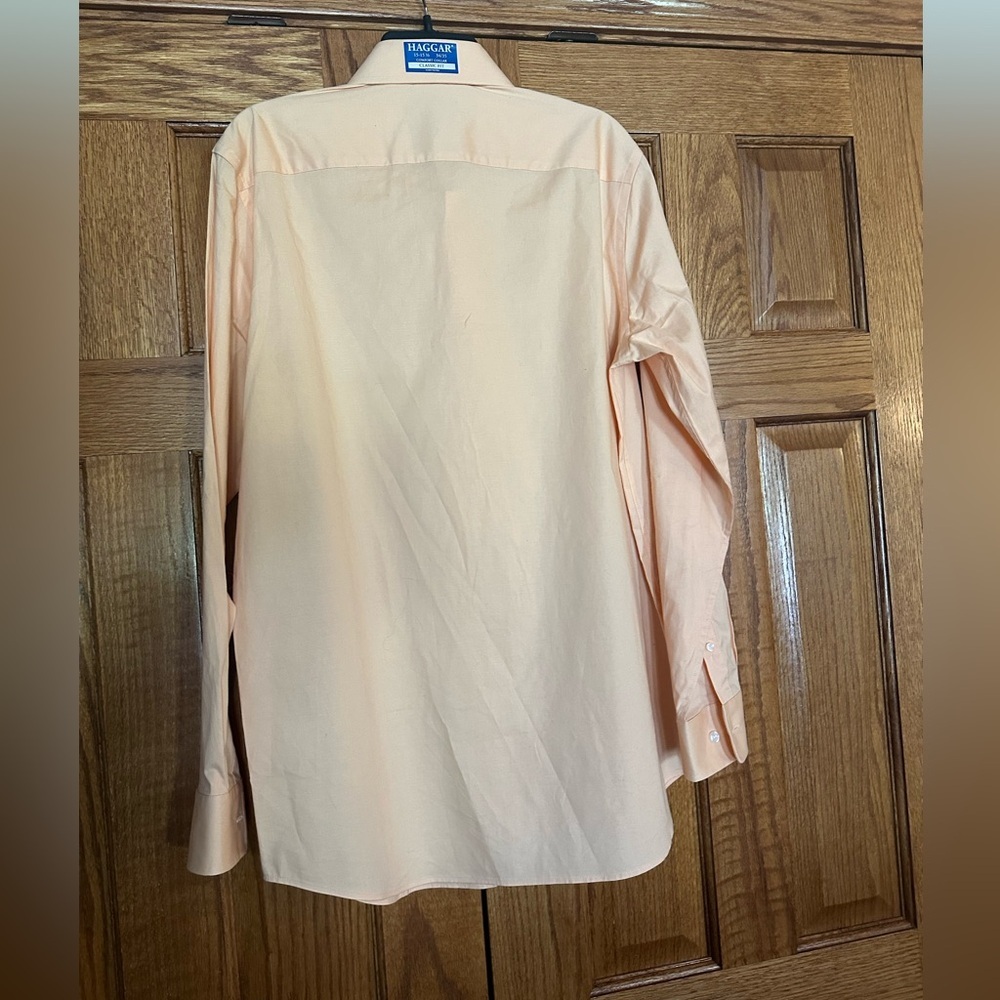 Men's Haggar® Premium Comfort Classic Fit Peach Dress Shirt - Picture 8 of 9